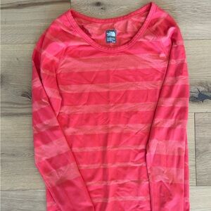The North Face Orange Striped Long Sleeve Top